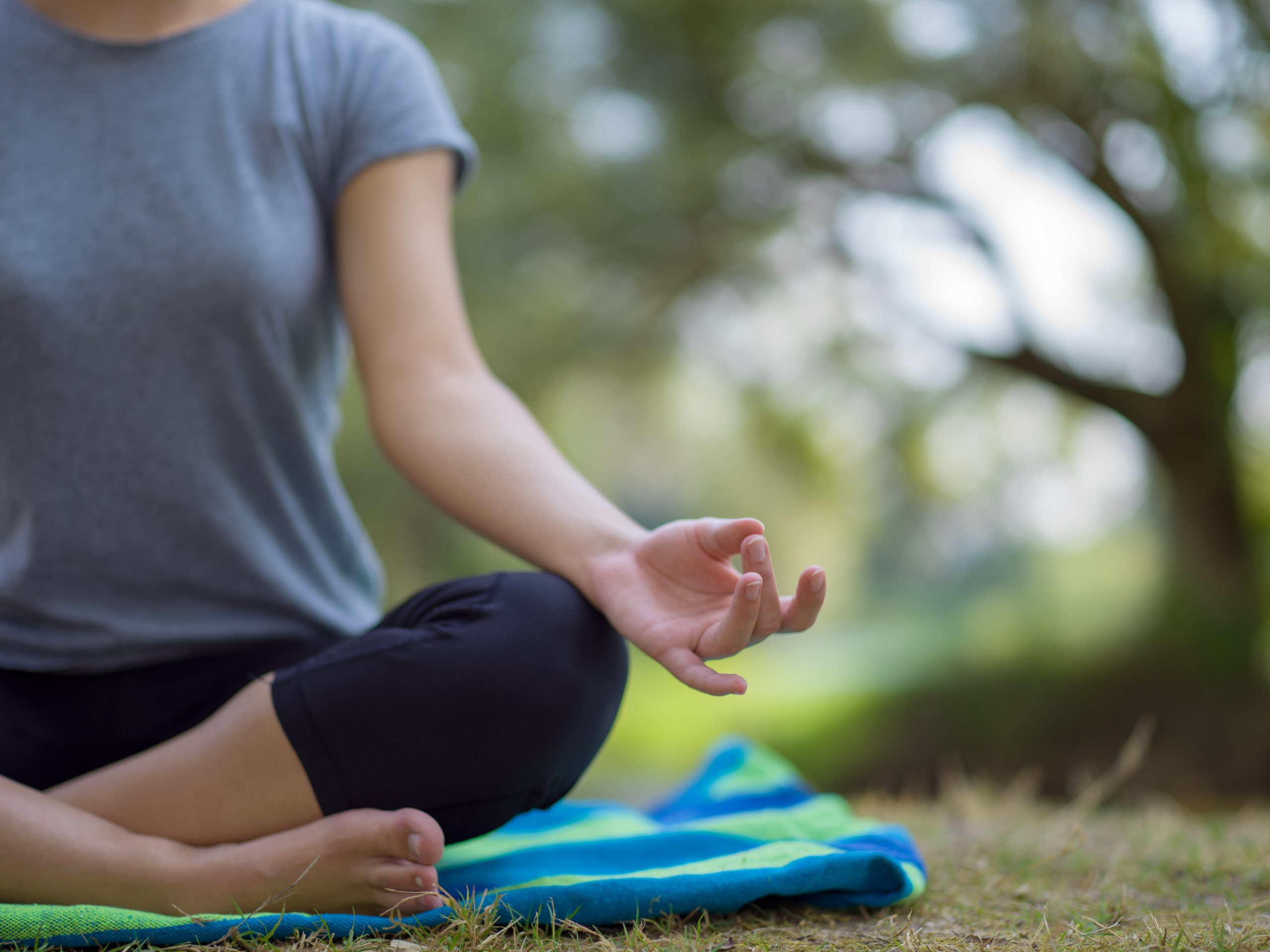 woman meditating and doing yoga exercise